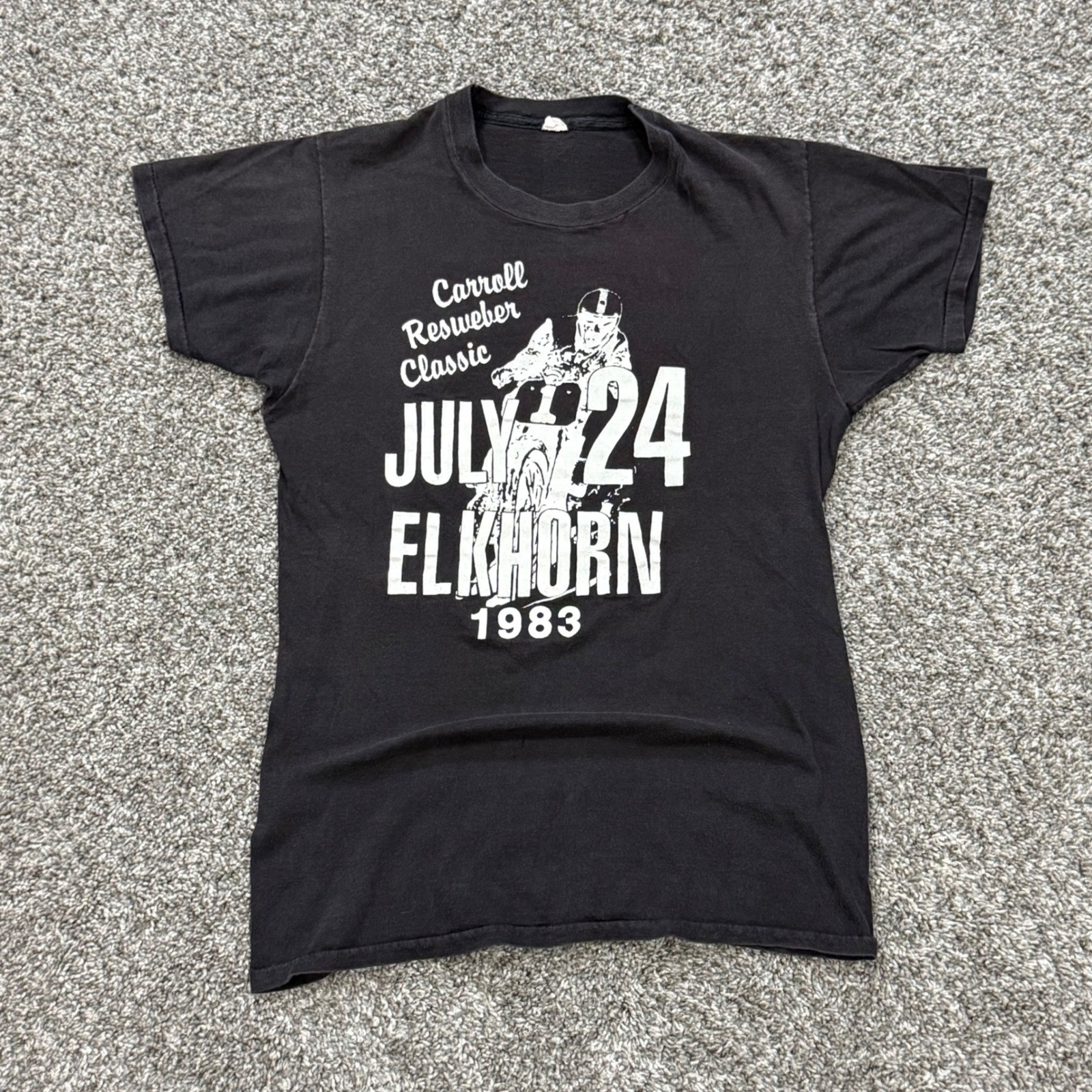 Vintage 80s Carroll Resweber Classic Elkhorn Harley Davidson T-Shirt Mens L Race