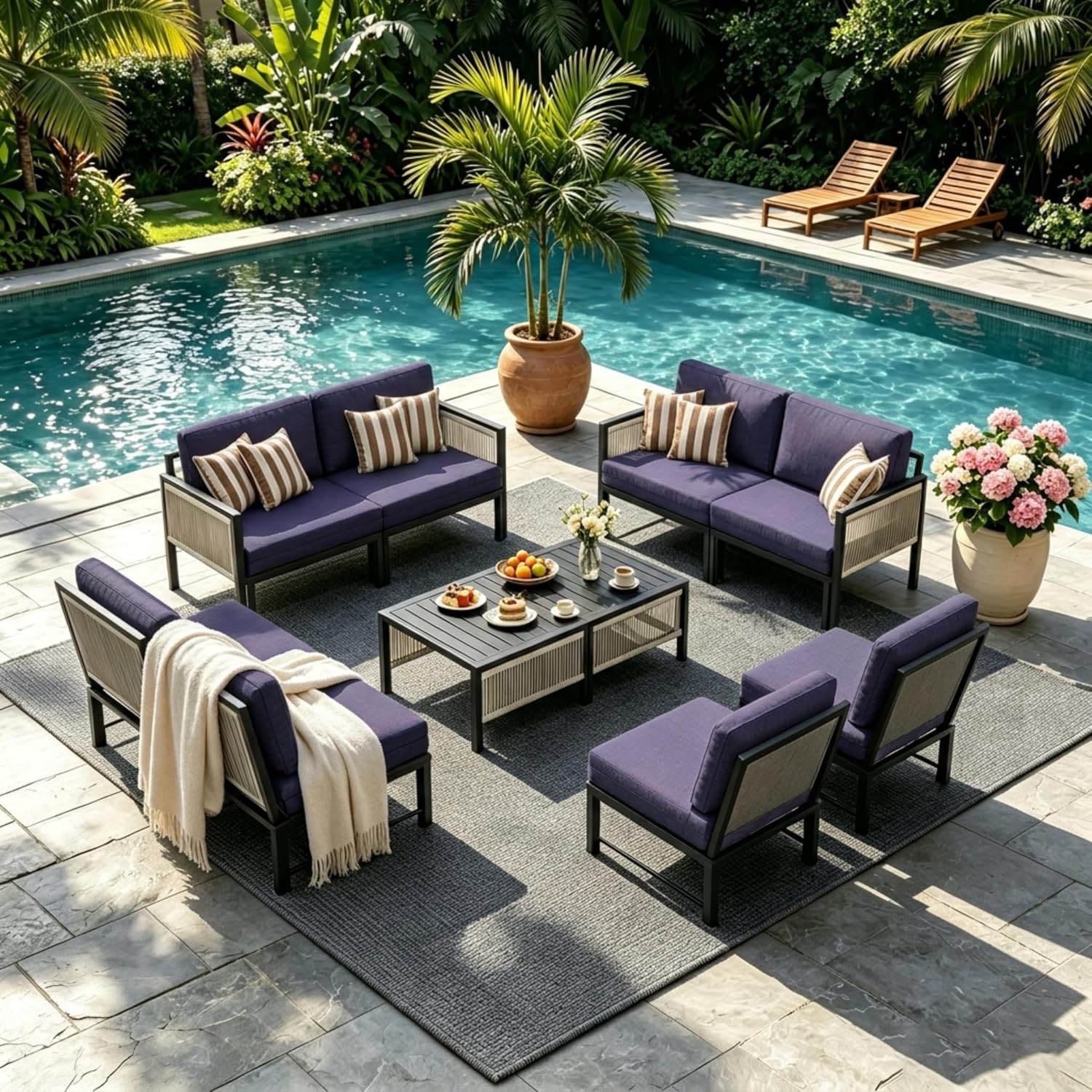 Aluminum Patio Furniture Set 8 Seats Outdoor Sectional Couch with, Garden Aluminum Patio Furniture Set 8 Seats Outdoor Sectional Couch with, Garden