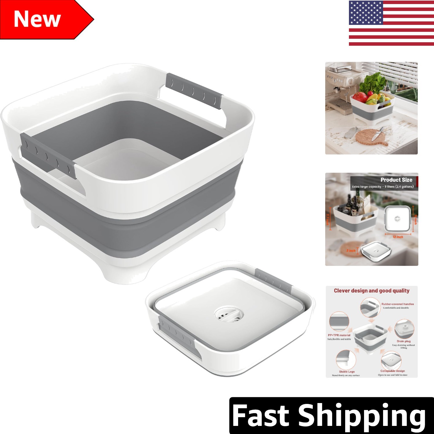 Portable 9L Wash Basin with Effortless Drain - Perfect for Outdoor Adventures