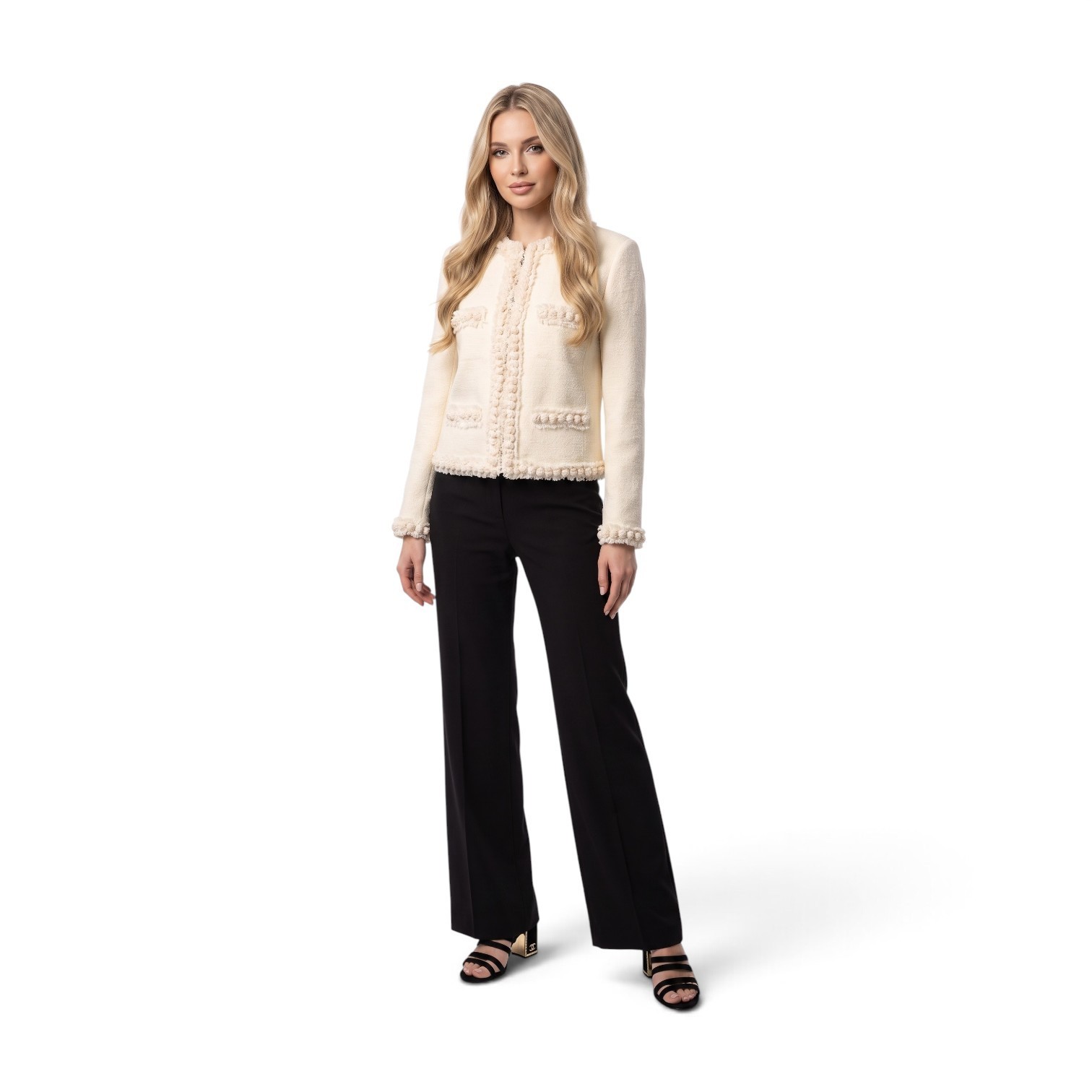 NEW Chanel Métiers d’art 2026 Collection Tweed Jacket Ivory in Silk Size 36