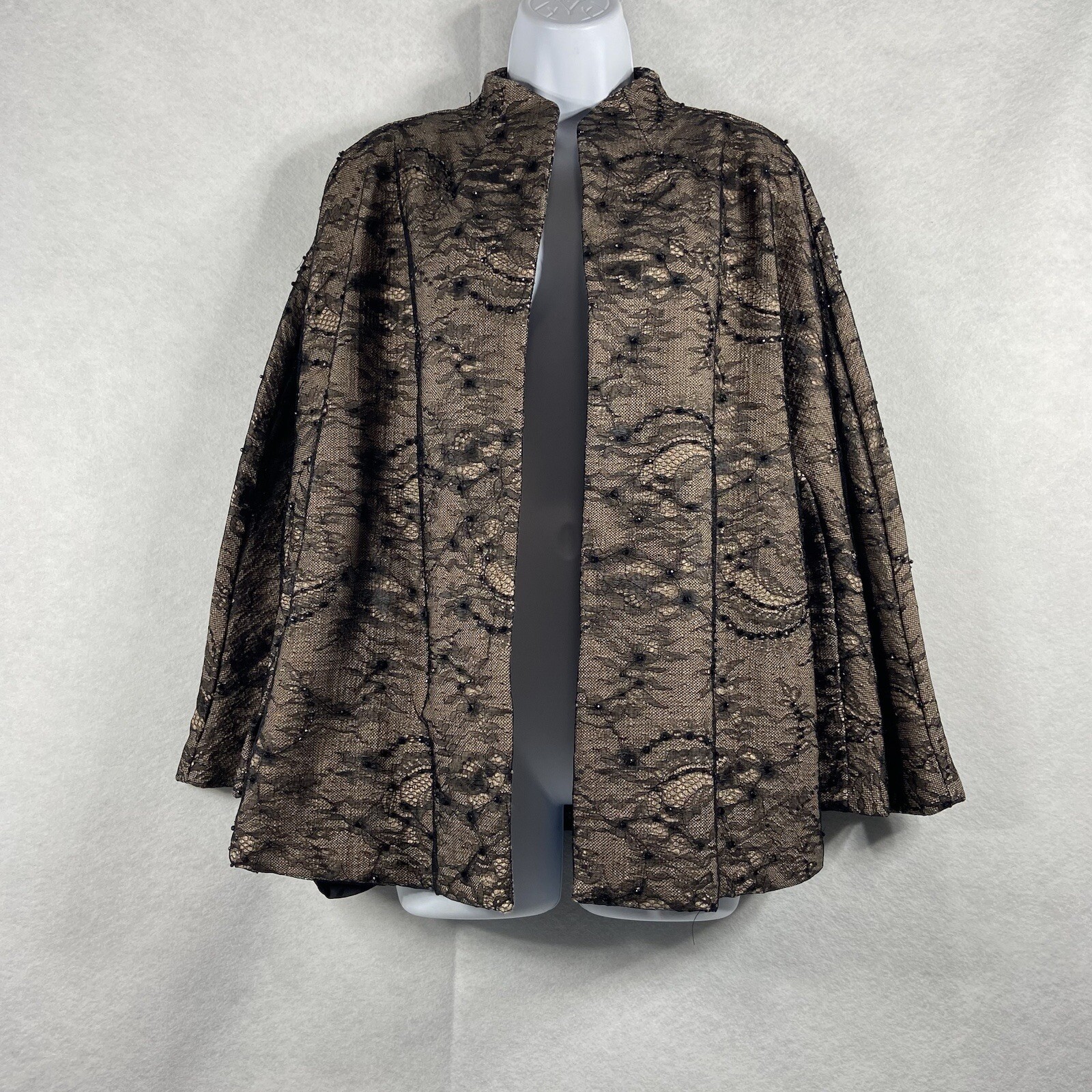 Chico’s OLS Jacket Women’s 4 US 20 Black Blazer Embellished Open Beaded NWT