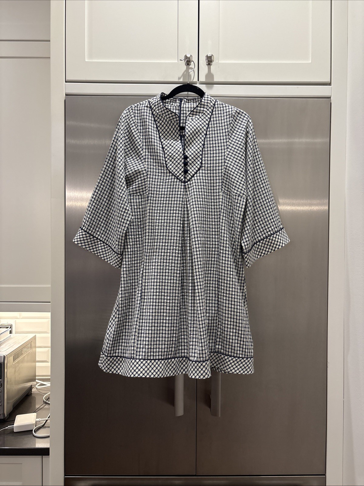 Tuckernuck Navy Windowpane Seersucker Dress medium Tuckernuck Navy Windowpane Seersucker Dress medium
