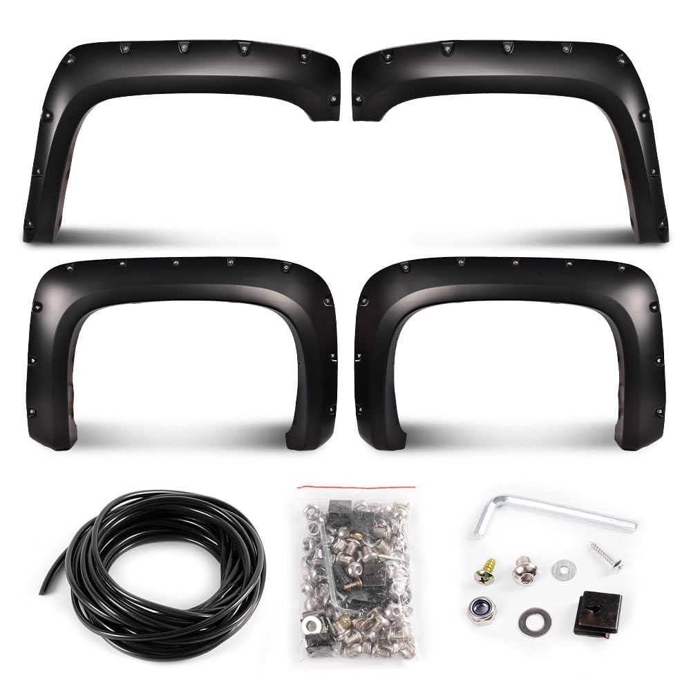 Matte Black Paintable Pocket Riveted Fender Flares