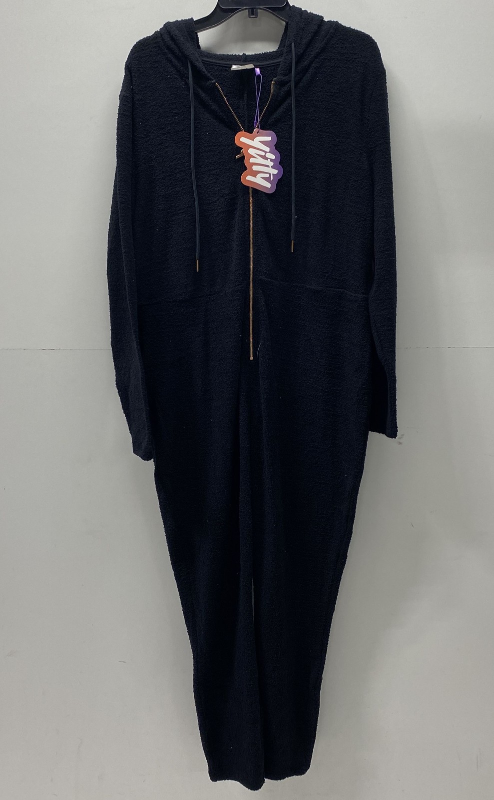 Yitty Women\'s Pet Me Heart Pocket Jumpsuit Caviar Black Fleece Sz 2X NWT