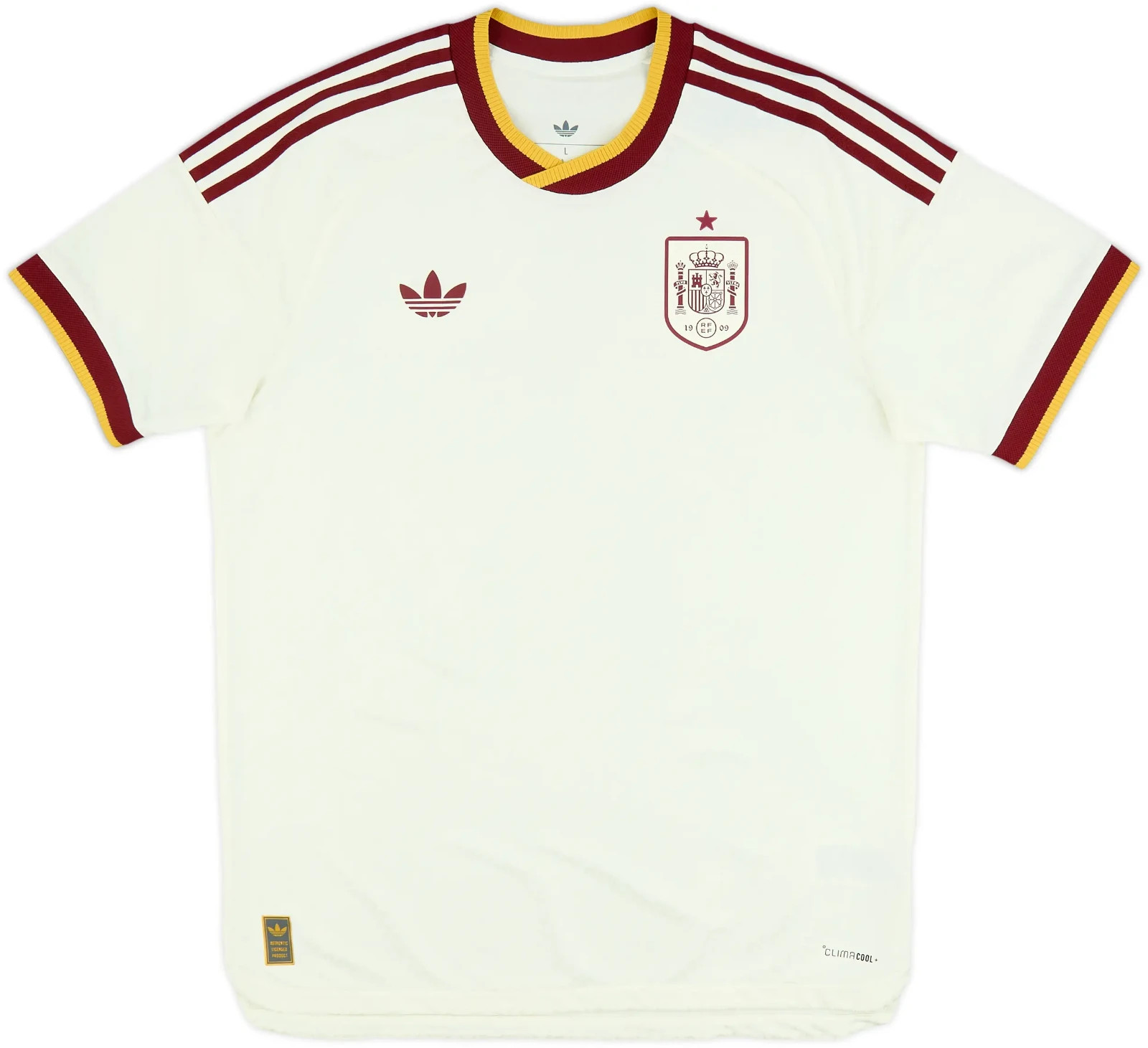 adidas Spain Soccer Team 26 Away Authentic Logo White Jersey Top Rare Men Size