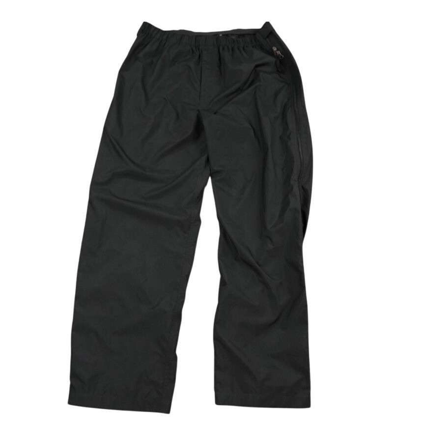 VTG LL Bean Outdoor Shell Rain Pants Men Large Black Hiking Utility Side Zippers