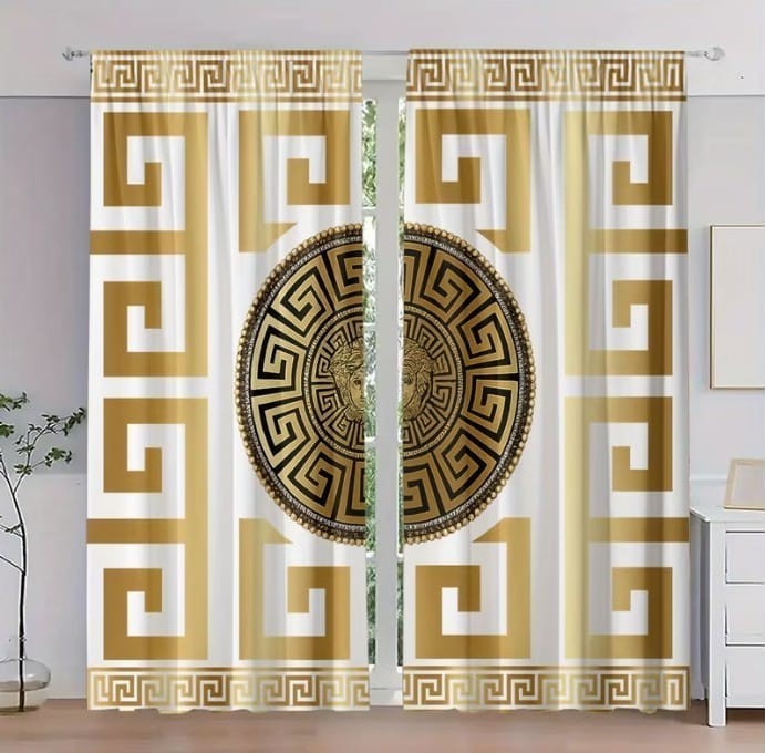 DUTCH HAMMER VELVET CURTAIN WHITH AWONDERFUL 2D VERSACE DESIGN SEE DESCRIPTION