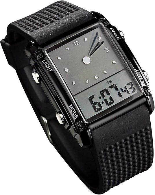 Reloj Deportivo Hombre Dial Rectangular LED 7 Colores Alarma Cronometro 12/24H