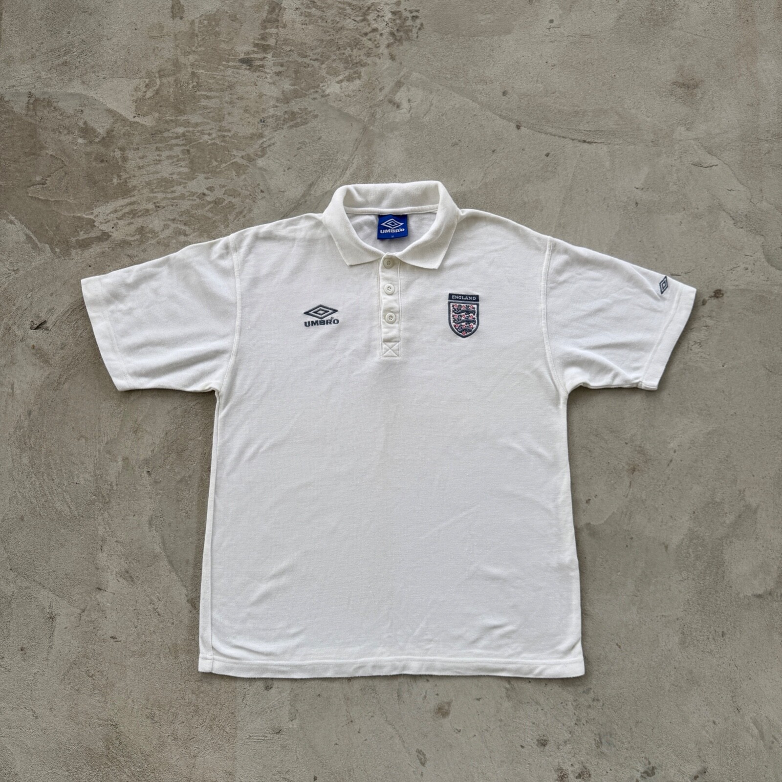 Vintage 90s Umbro England Polo Tee Shirt Size M White