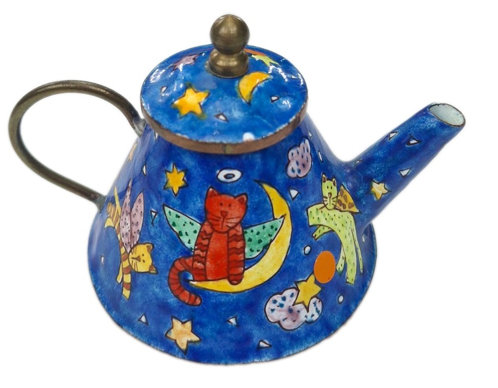 Vintage Empress Arts Miniature Teapot Cat Angel Wings