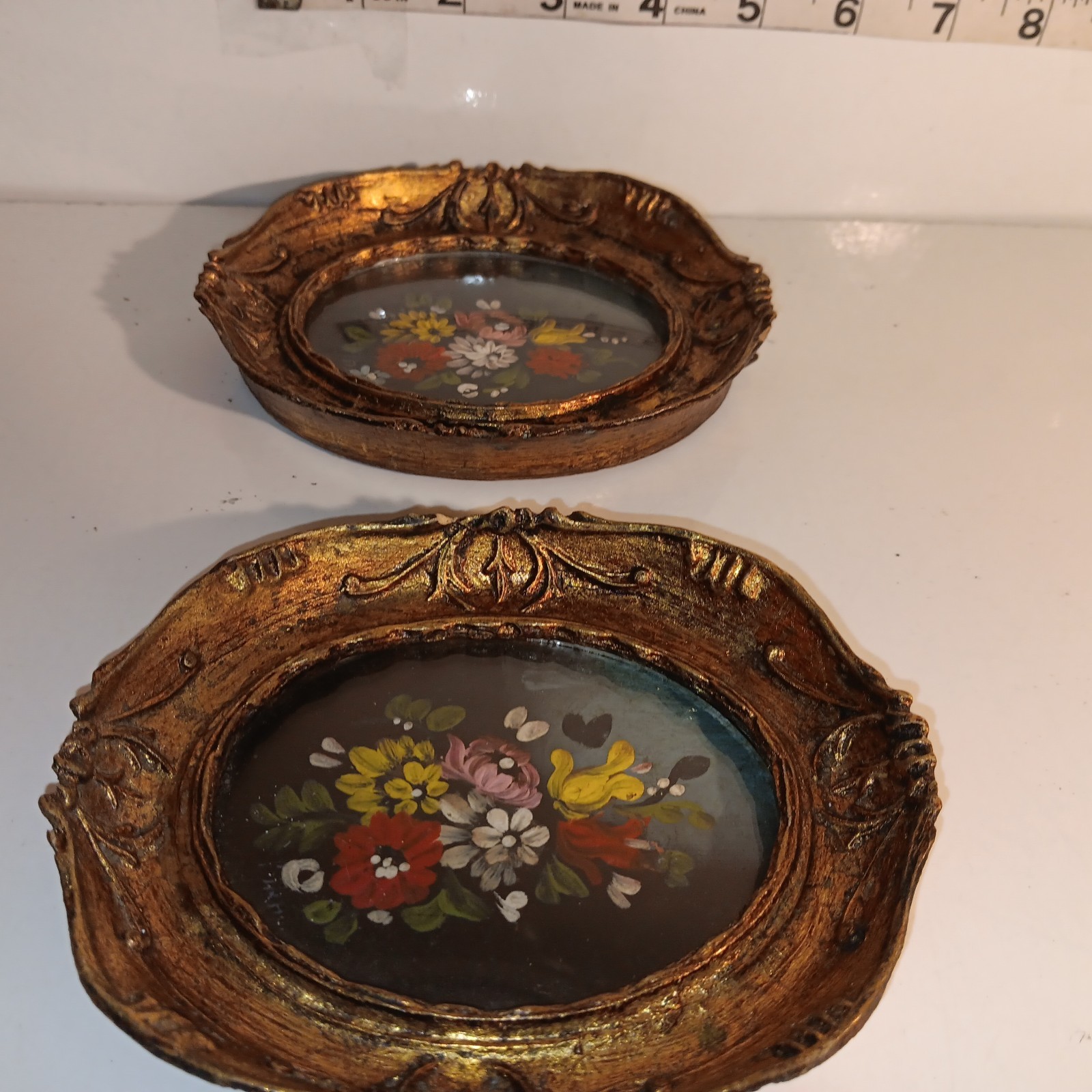 Pair Of Vintage Mid-century miniature Oil Pintings By Tara Productions Inc.