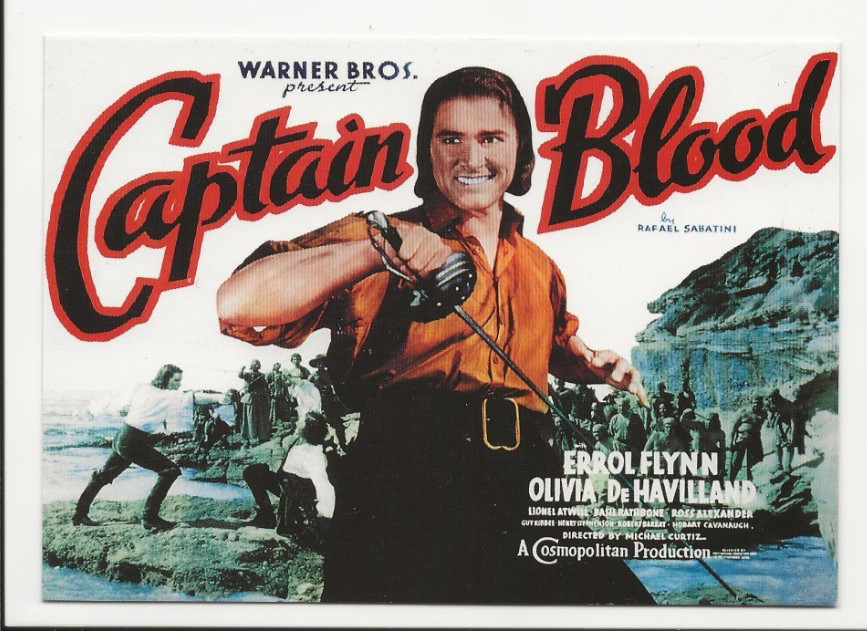 Captain Blood Movie Postcard ( Errol Flynn, Olivia De Havilland 1935 Film )