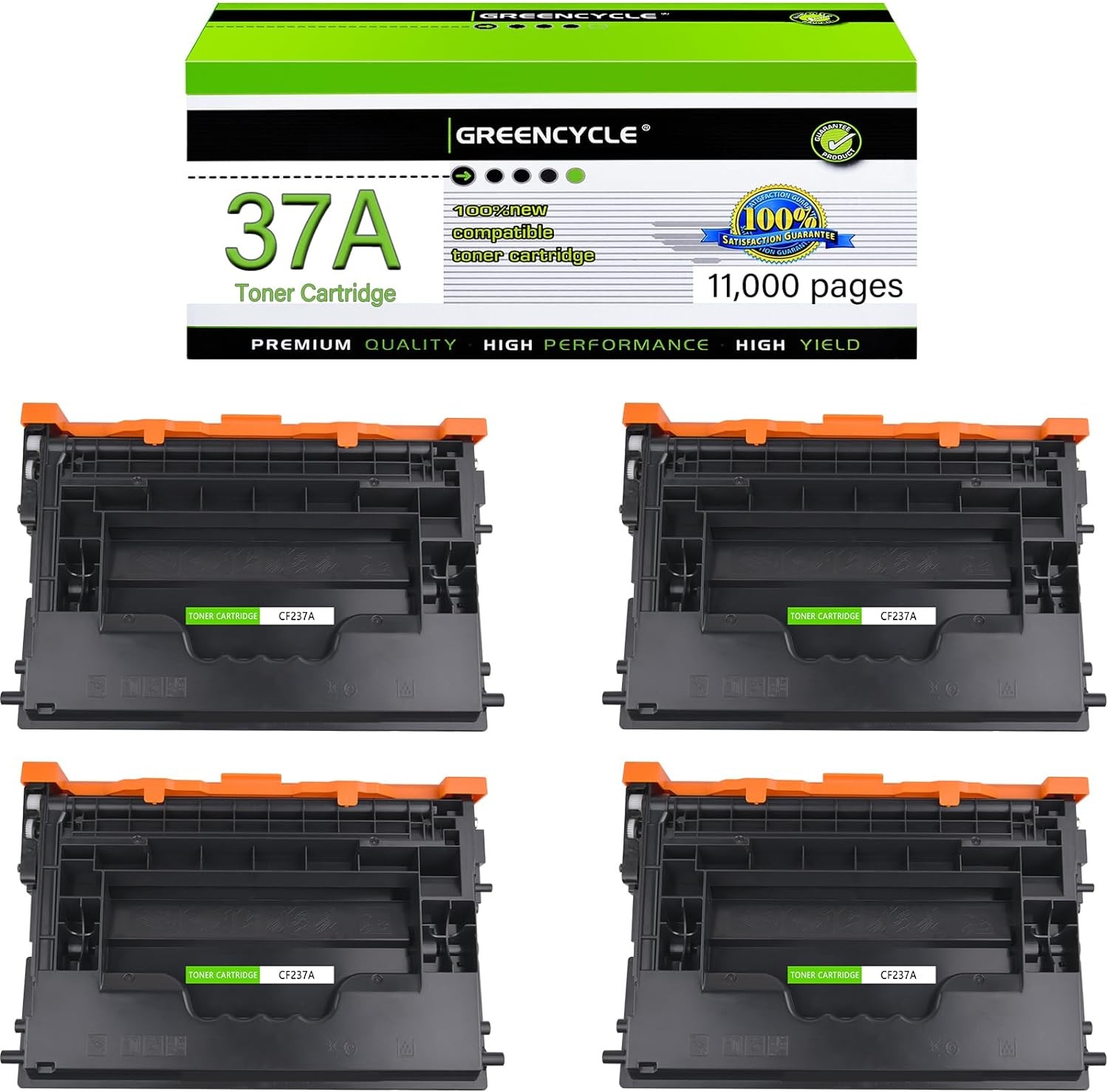 4PK 37A CF237A Toner Cartridge Compatible for HP LaserJet MFP M631z M631dn M632h