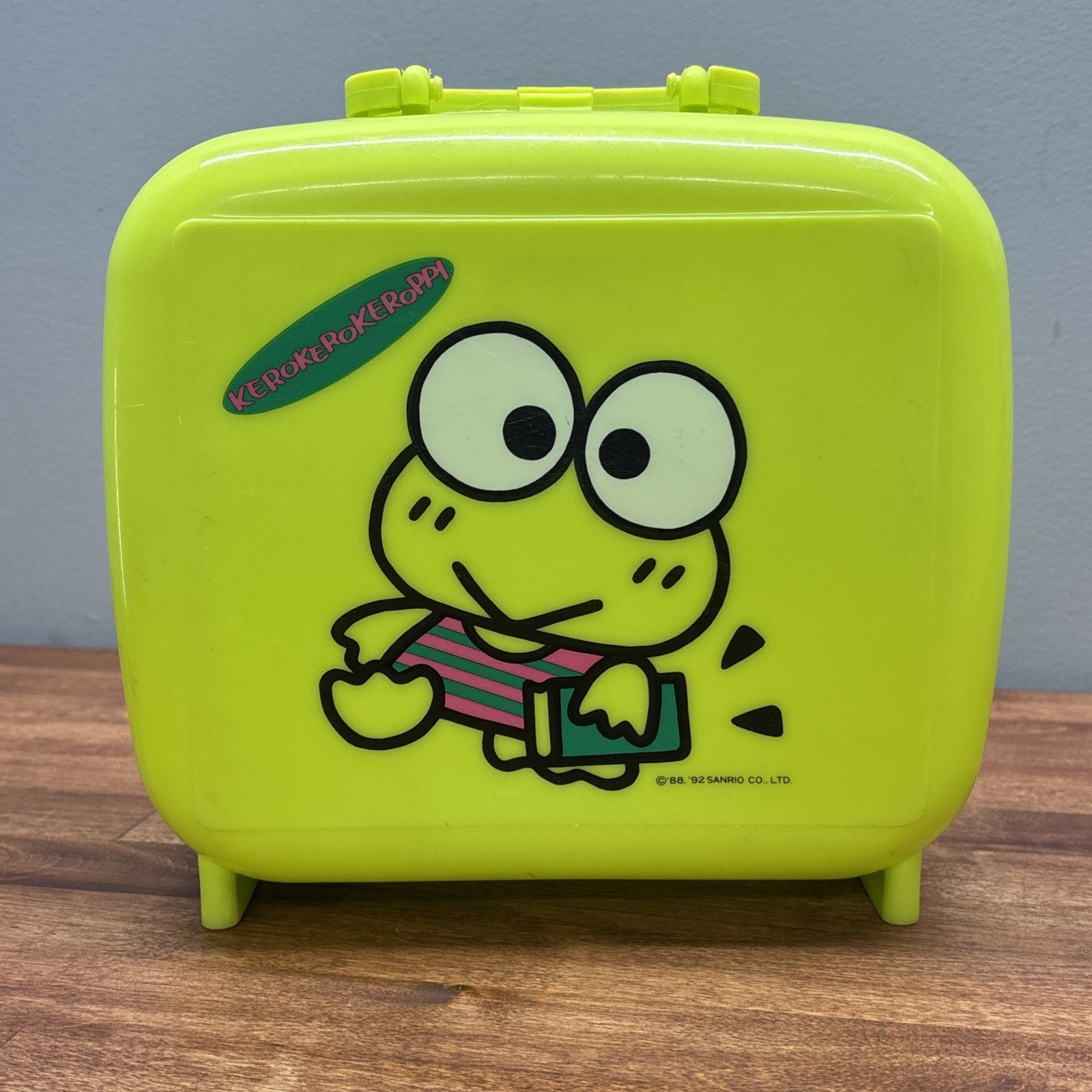 Vintage 1992  Kero Kero Keroppi Keroppi Plastic Lunch Box & Thermos Sanrio Rare
