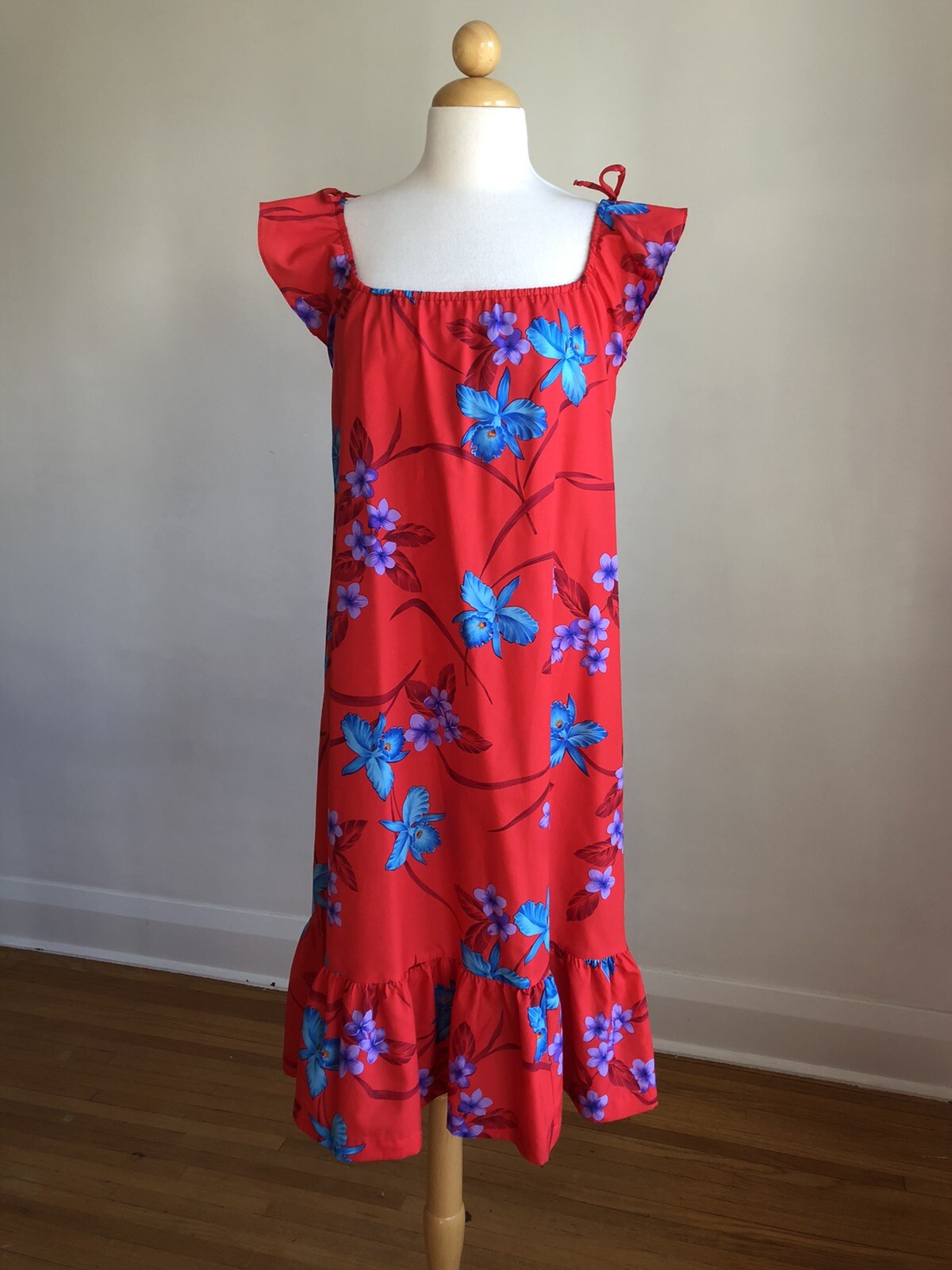 GORGEOUS VTG ROYAL HAWAIIAN Red Floral Made in Hawaii Aloha Dress SZ 6