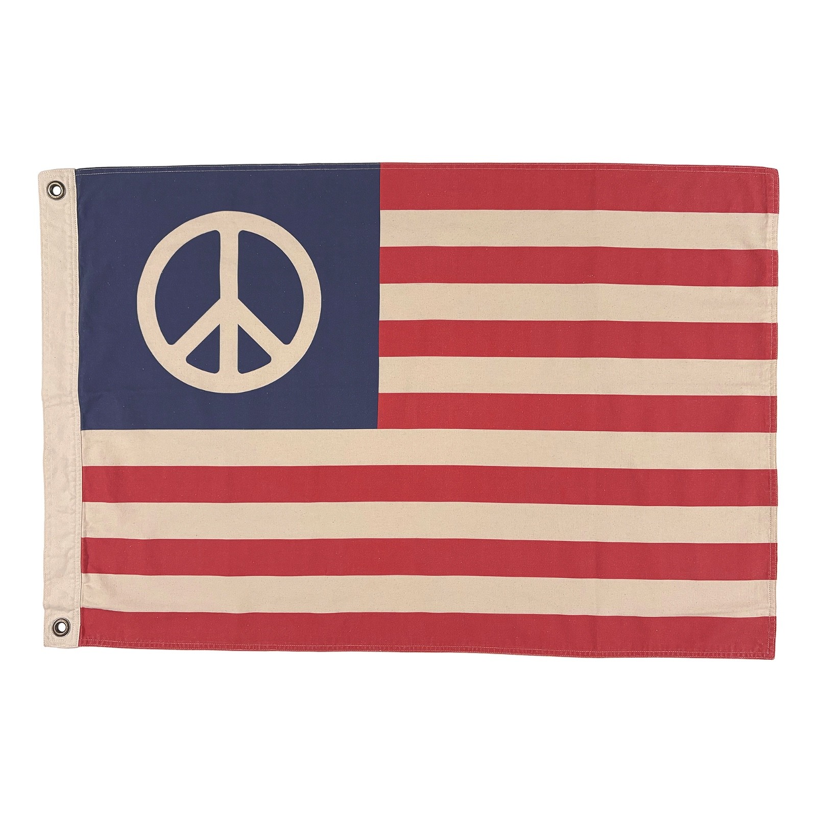 100% Cotton Printed Flag, Made in USA, Vintage Style Faded American Peace Sign 100% Cotton Printed Flag, Made in USA, Vintage Style Faded American Peace Sign