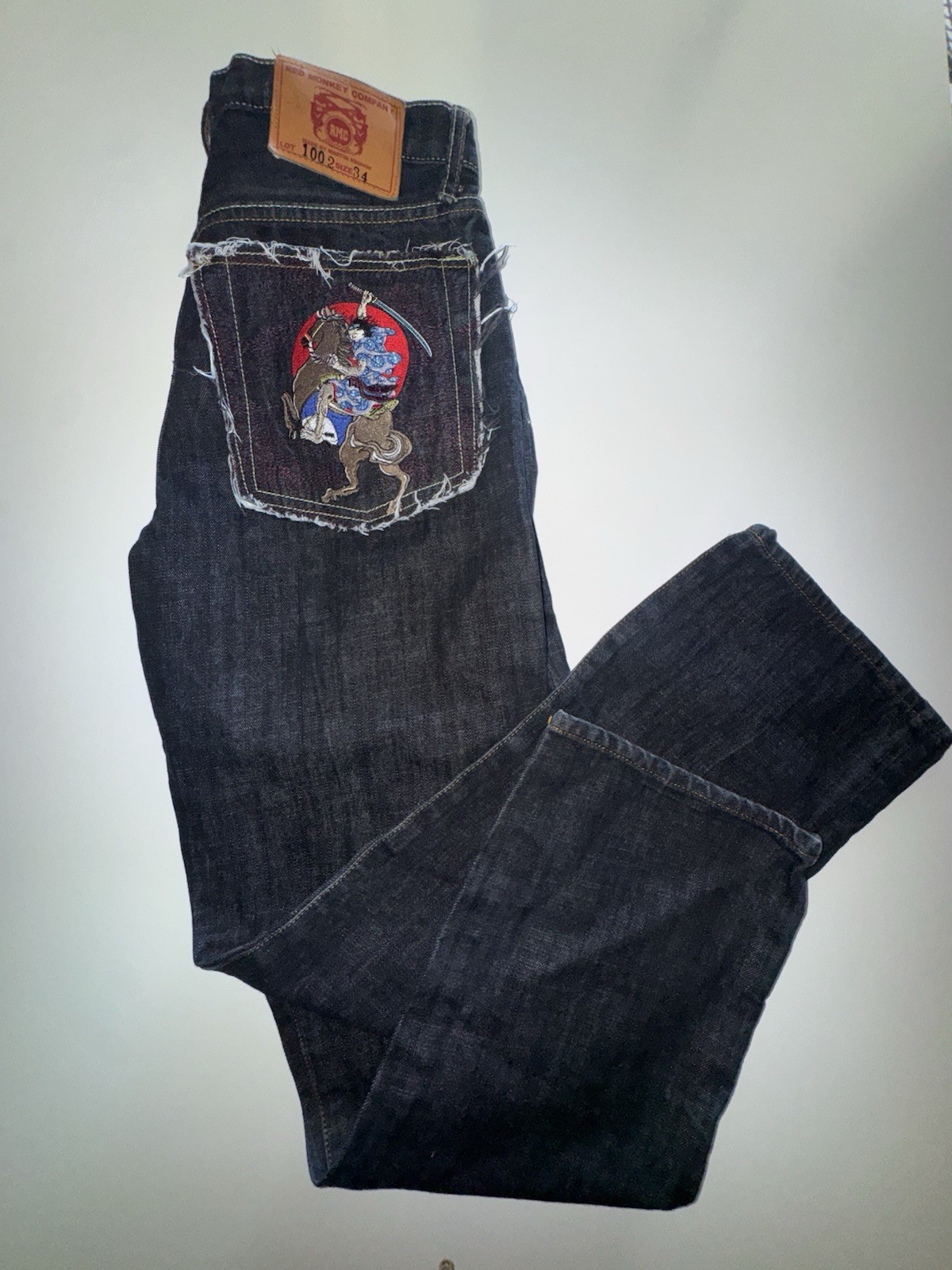 RMC Red Monkey Company Martin Ksohoh Lot 1002 Embroidered Jeans Size 34