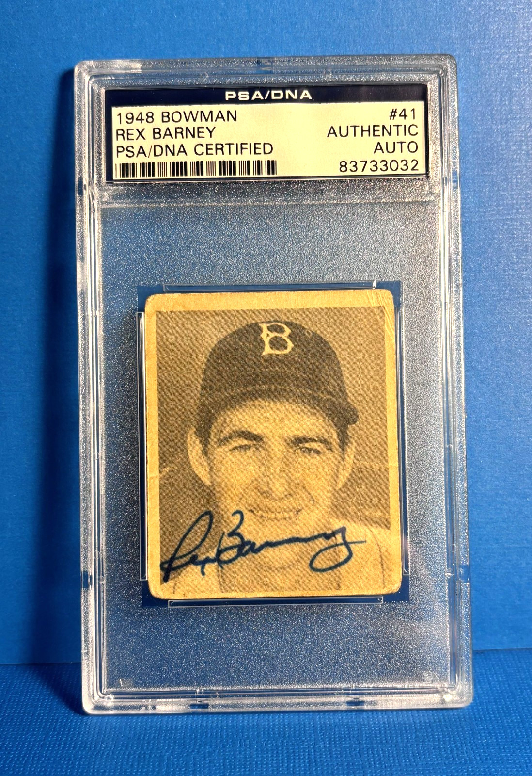 1948 Bowman Rex Barney RC Rookie AUTO PSA #41 RARE (Dec. 1997)
