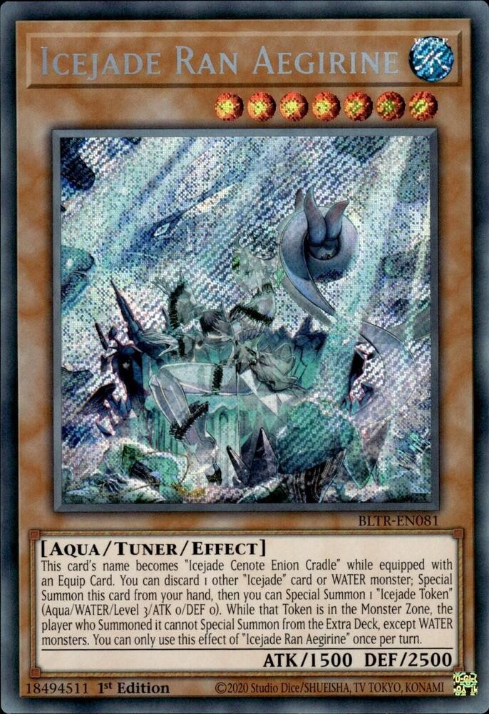 YUGIOH 1x Icejade Ran Aegirine Secret Rare BLTR-EN081 NM