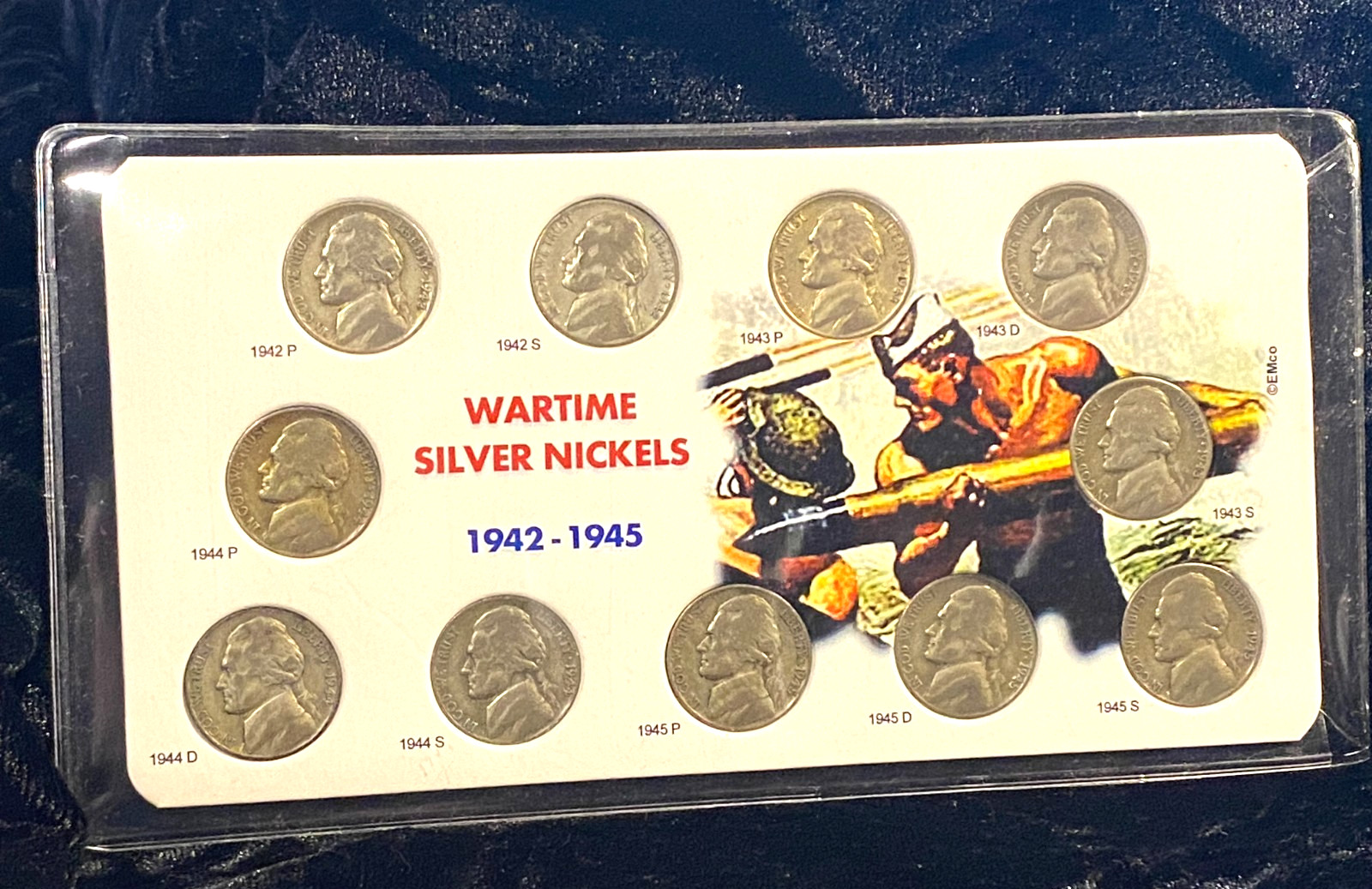 1942-1945 Wartime 35% SILVER NICKEL Complete 11 Circulated Coin PRESENTATION SET
