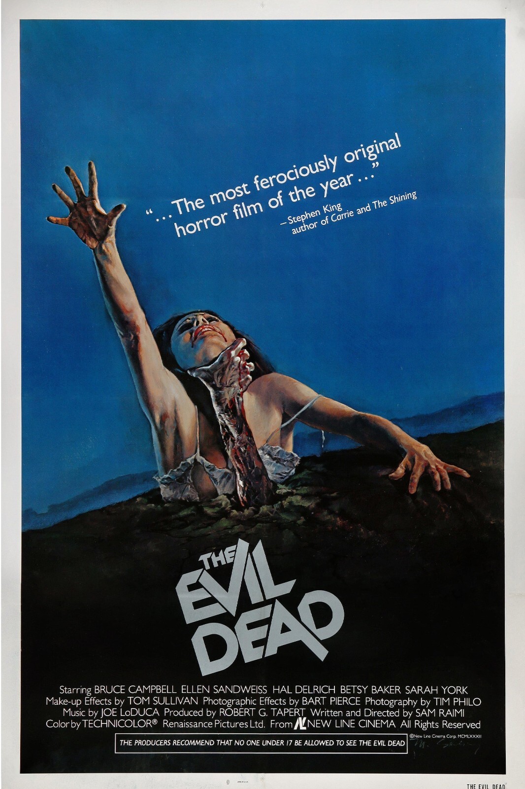 1981 The Evil Dead Movie Poster 11X17 Ash Cheryl Bruce Campbell Horror 🪓🍿