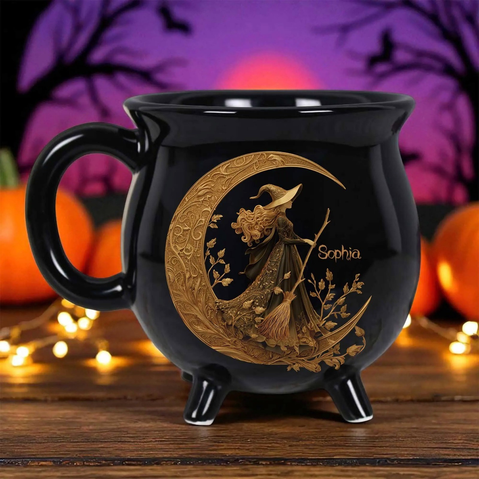 Personalized Witch Brew Cauldron Mug Spooky Halloween Ceramic Coffee Gift