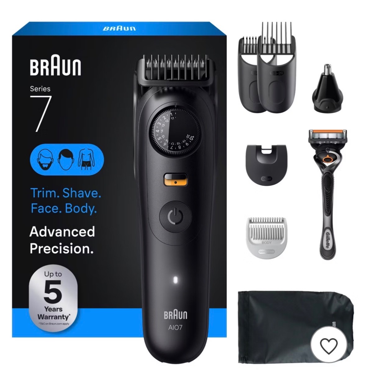 Braun Men\'s All-In-One Series 7 Trimmer Kit for Beard, Face, Hair and Body Braun Men\'s All-In-One Series 7 Trimmer Kit for Beard, Face, Hair and Body