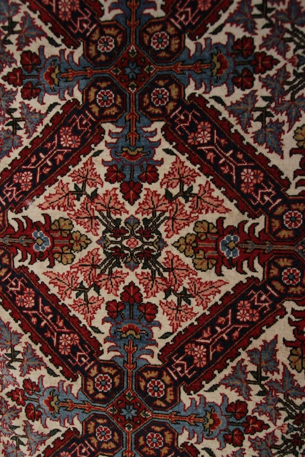 5x7 Vintage HandKnotted Wool Rug Traditional Geometric Cross Design circa 1950