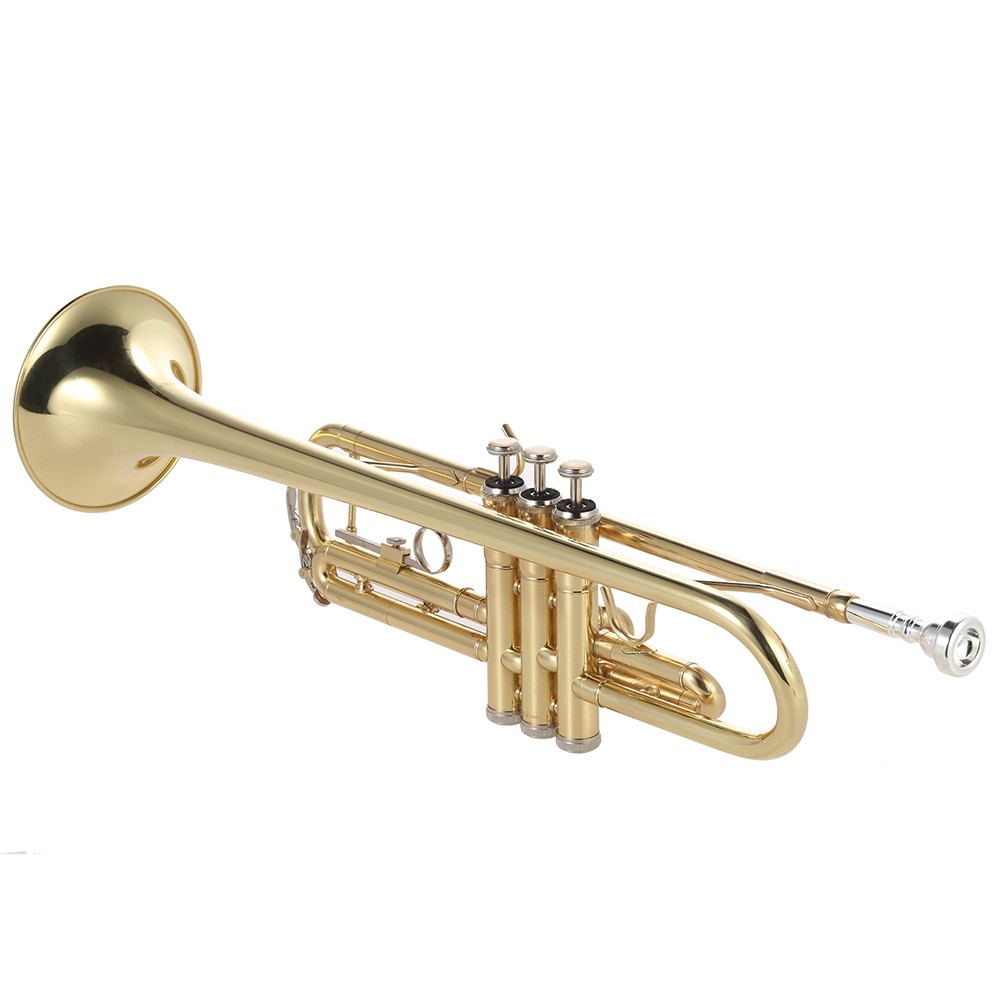 Ammoon Trumpet Bb Flat Brass Gold-painted Exquisite Durable Musical Instrum TAKG