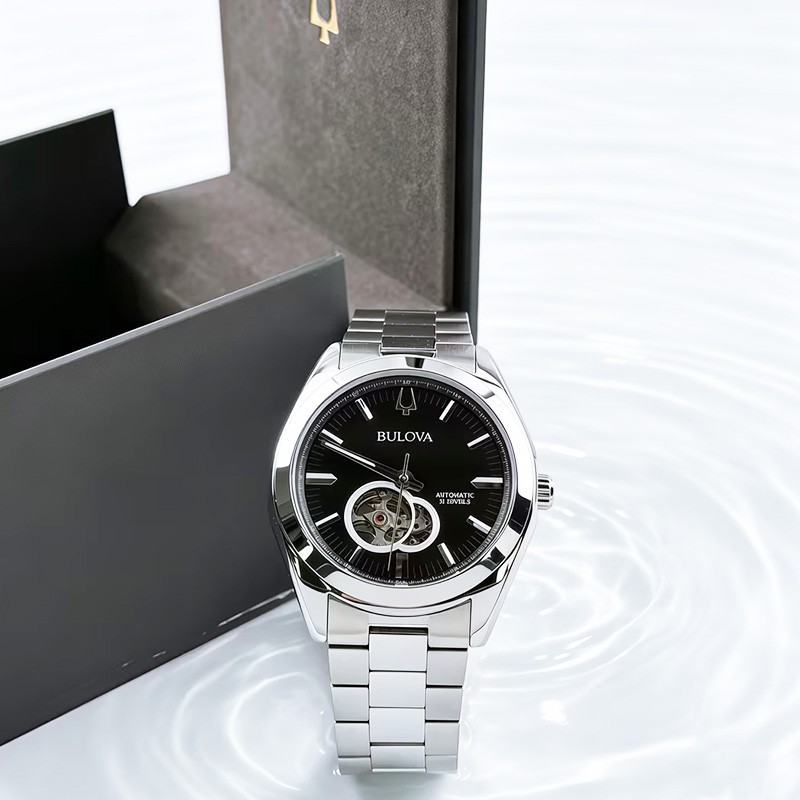 Bulova Surveyor 96A270 Automatic Black Dial Silver Strap Automatic Men\'s Watch