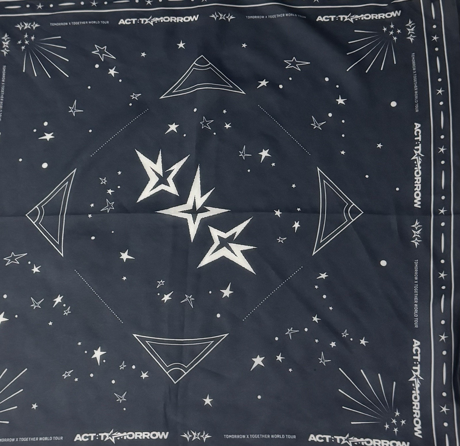 TXT ACT:TOMORROW Navy Blue/White Star Print Square Bandana TXT ACT:TOMORROW Navy Blue/White Star Print Square Bandana