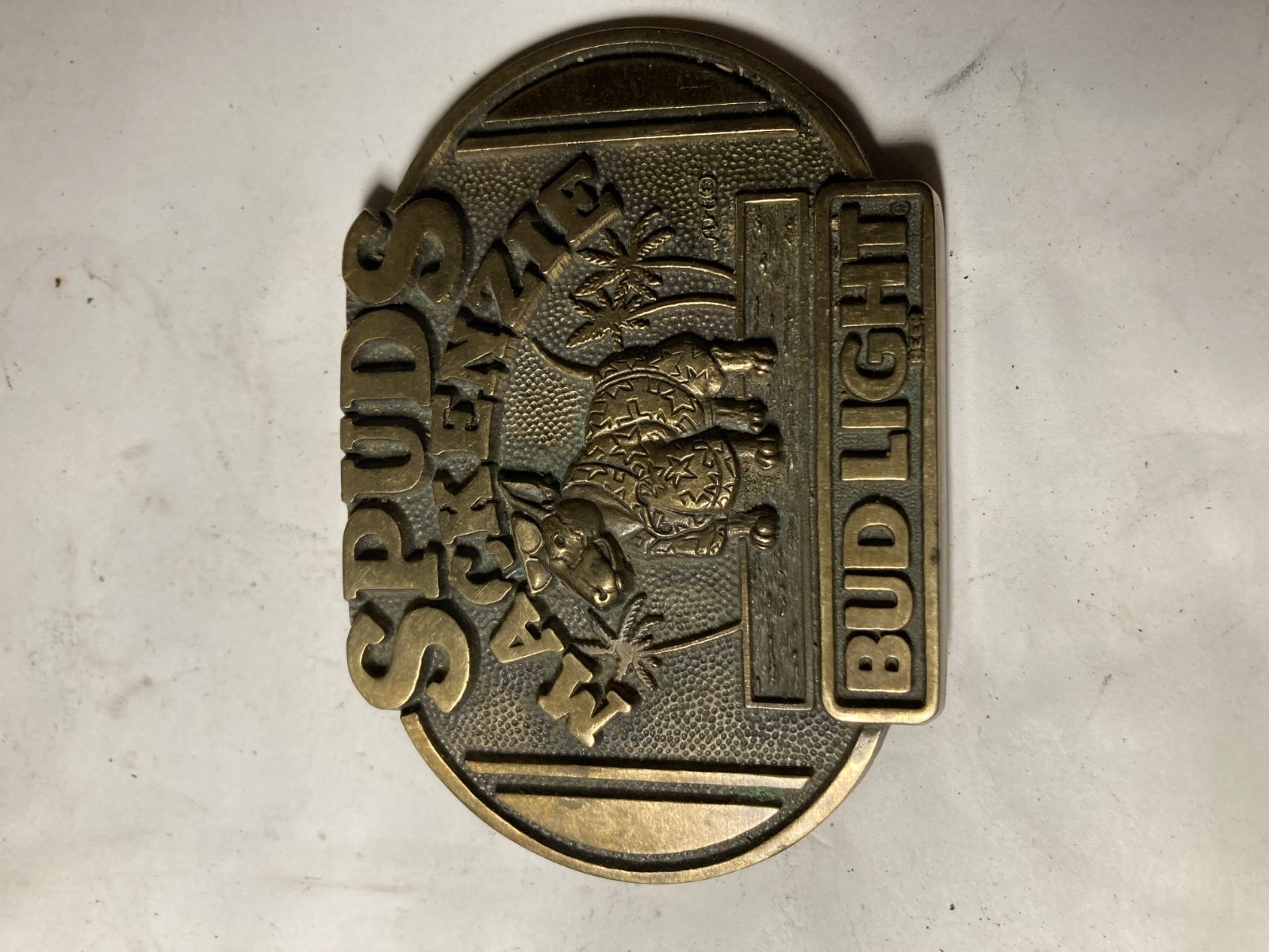 vintage Bud Light Spuds Mackenzie belt buckle vintage Bud Light Spuds Mackenzie belt buckle