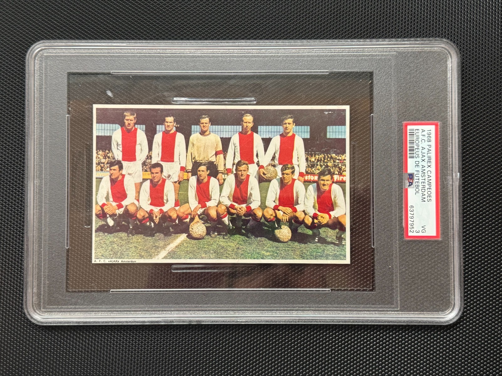 1968 Palirex Campeoes Europeus De Futebol Ajax Team Photo Cruyff Rookie PSA 3
