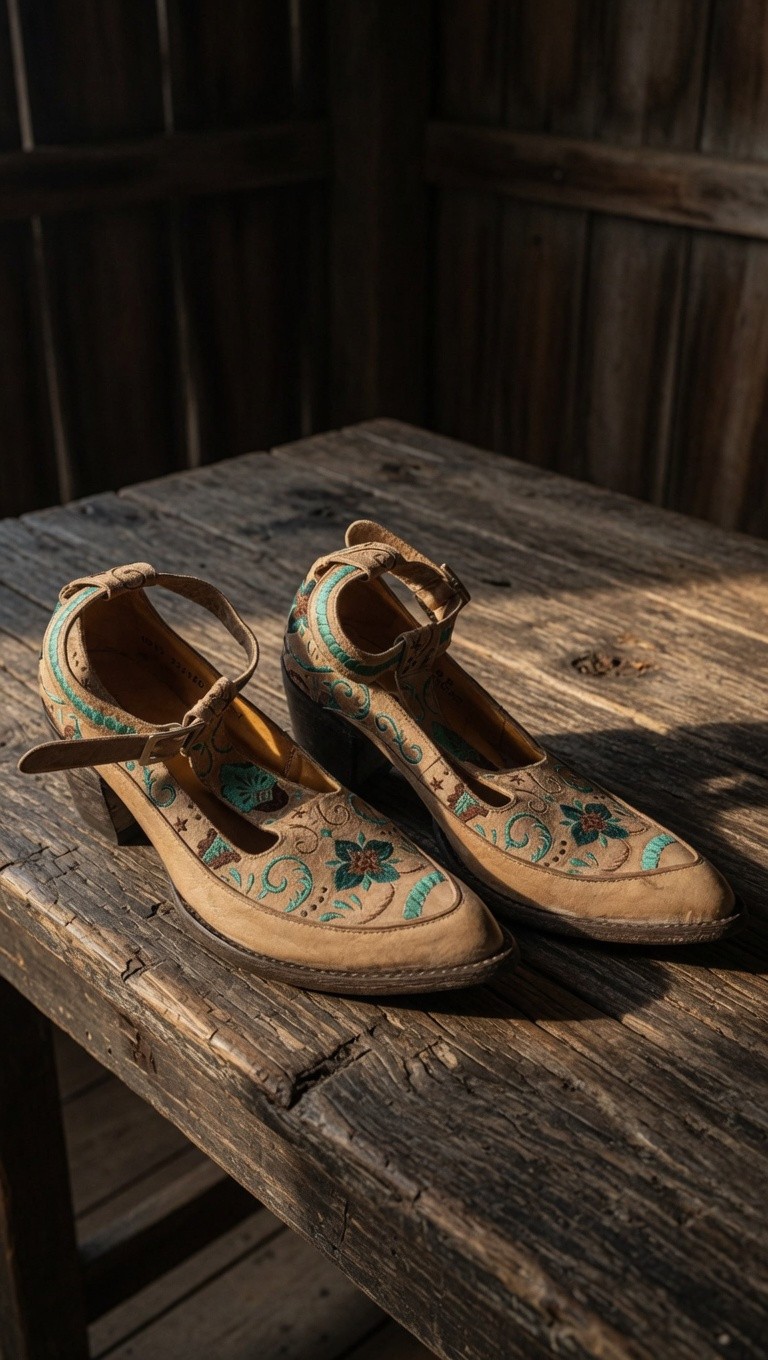 Vintage Old Gringo Embroidered Western Mary Jane Shoes Women\'s 8B