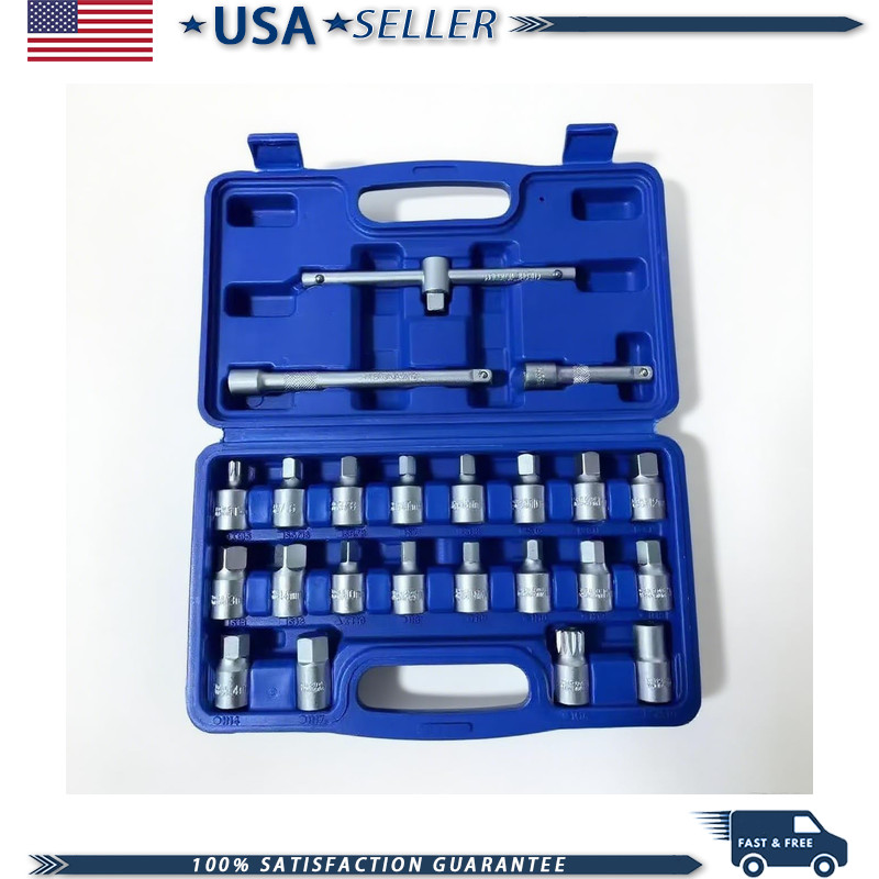 3/8 Drive 23-Piece Drain Plug Socket Set Back Axle, Differential, Gearbox 3/8 Drive 23-Piece Drain Plug Socket Set Back Axle, Differential, Gearbox