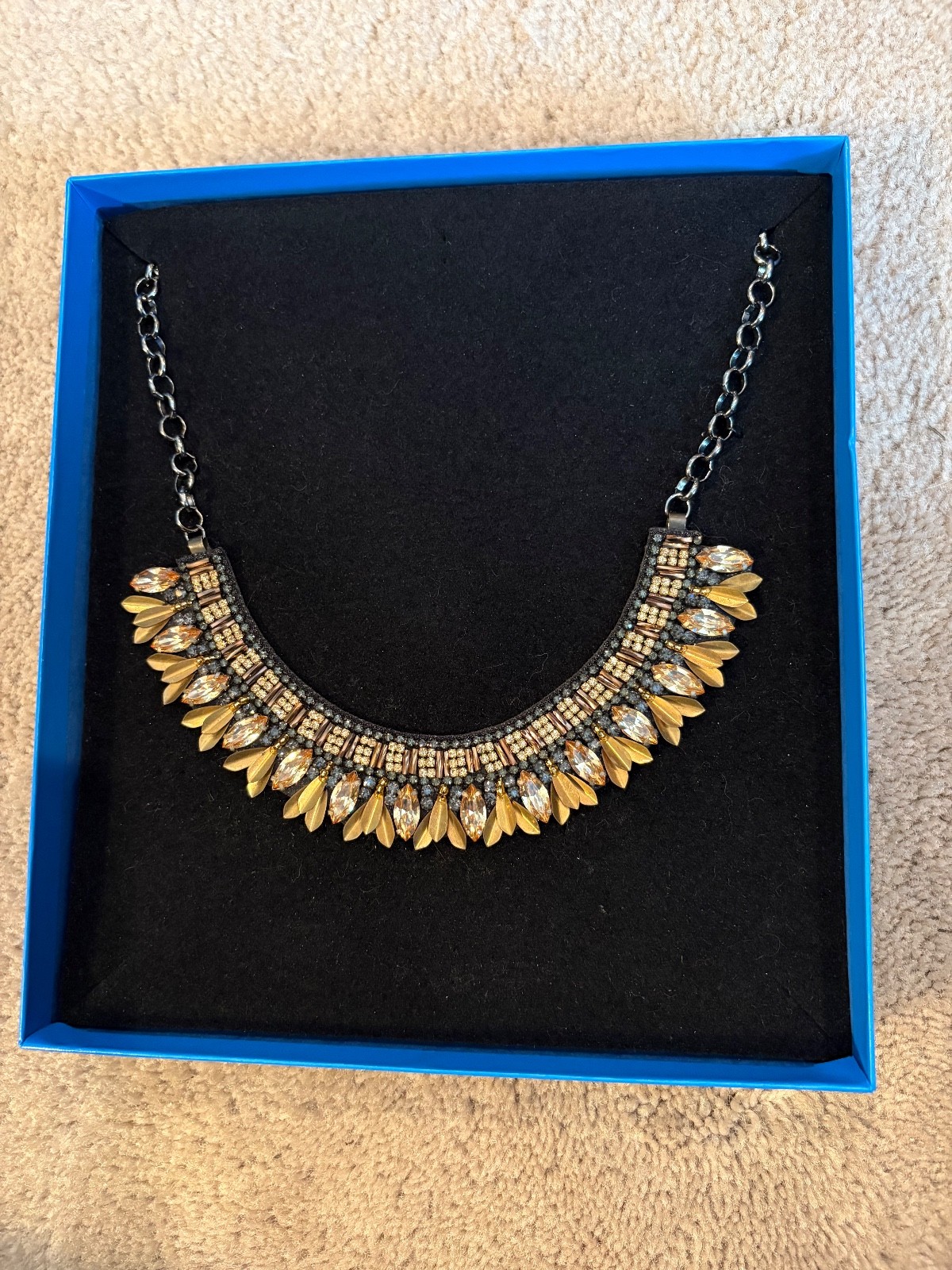 Deepa Gurnani HAND MADE Bib Necklace, yellow crystals
