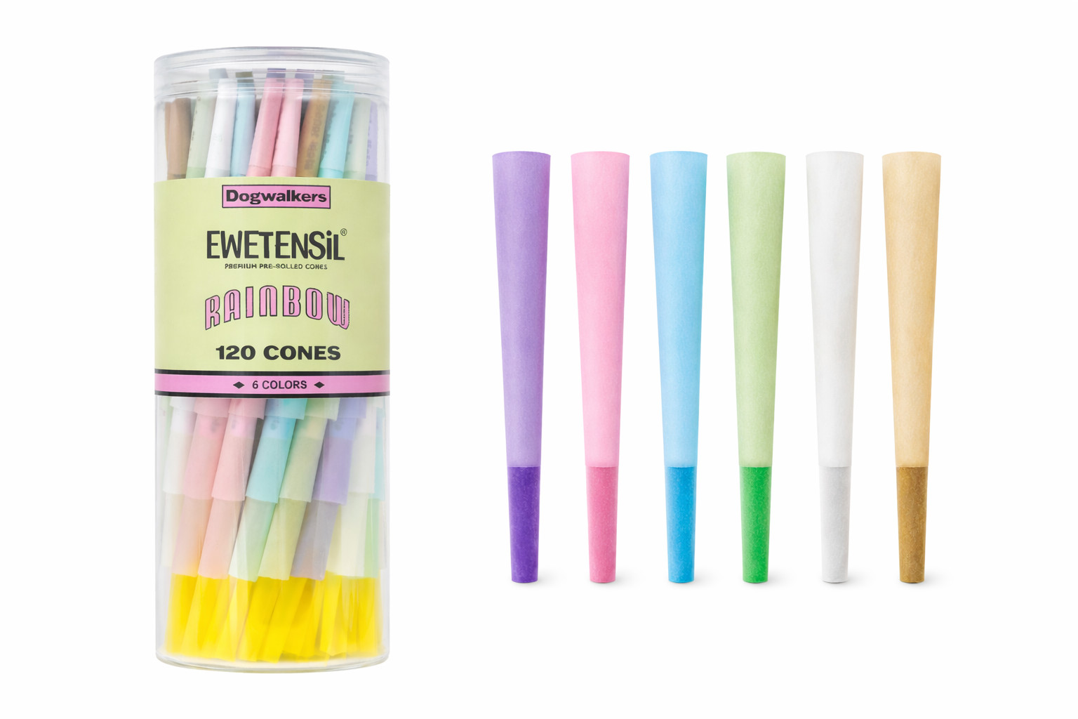 120 Pack Rainbow Dogwalker Pre-Rolled Cones W/ Packers | Low Ash | Slow Burning
