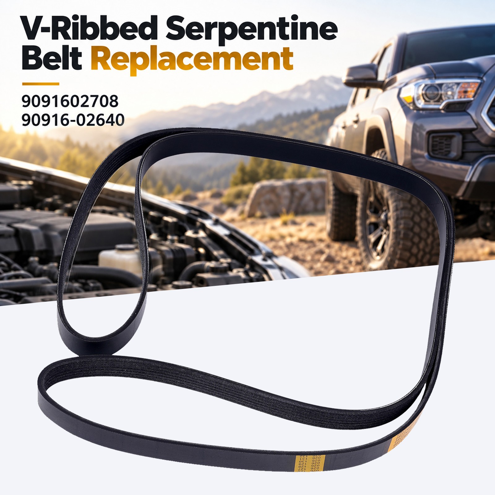 For 2005-2023 Toyota Tacoma Serpentine Belt 2.7L L4-Gas Part 90916-02708