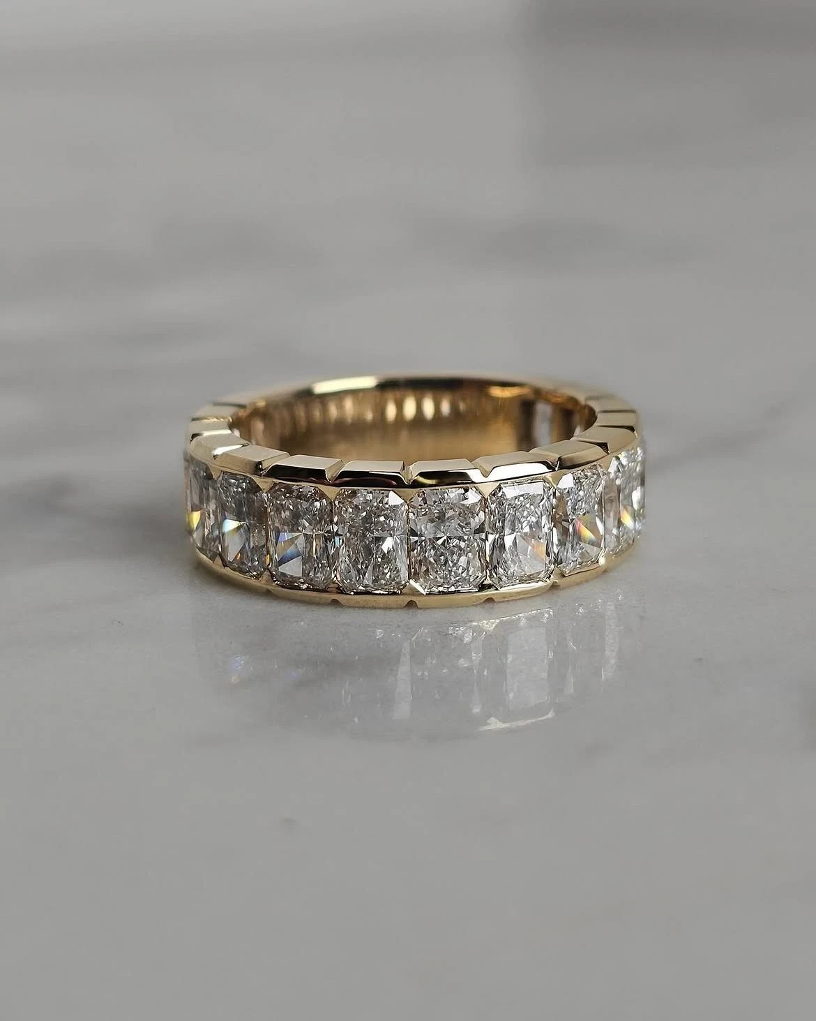 3.00ct Cushion Cut Natural Diamond Eternity Wedding Band Solid 14K Yellow Gold 7