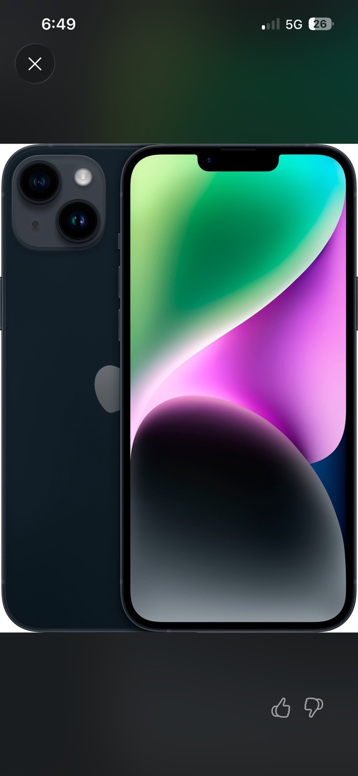 Apple iPhone 14 - 128 GB - Midnight locked to straight talk 
