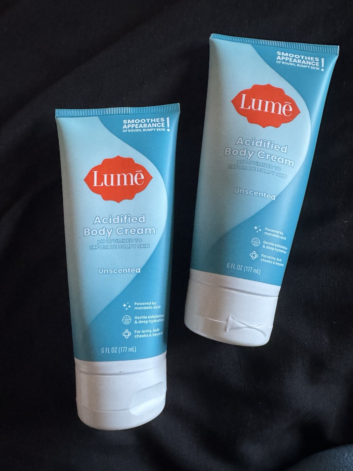 Lume Acidified Body Cream, Unscented, 6 Oz. 2 Pack, Smoothing Lotion