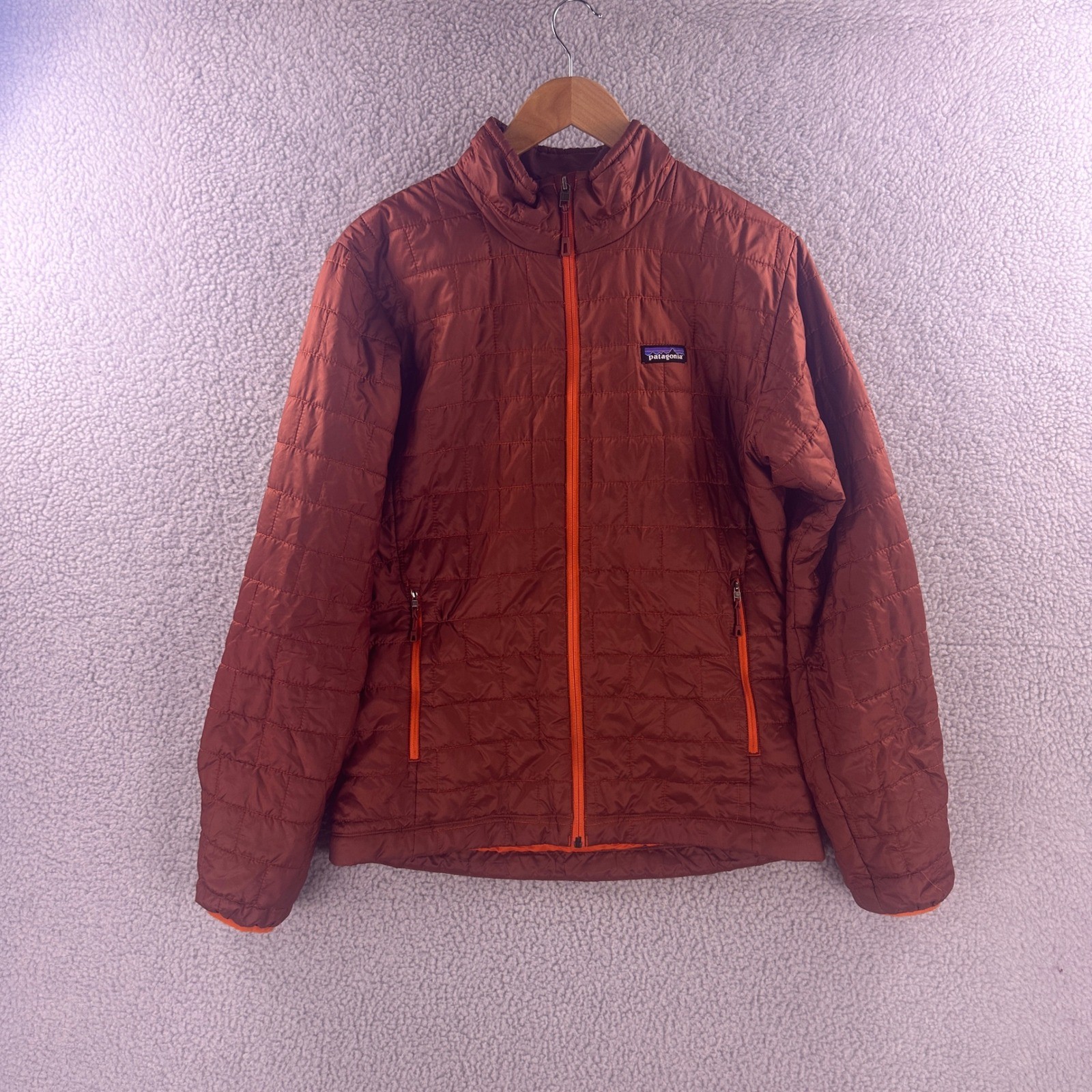 Patagonia Mens Nano Puff Jacket Burnt Orange Rust Quilted Insulated Medium