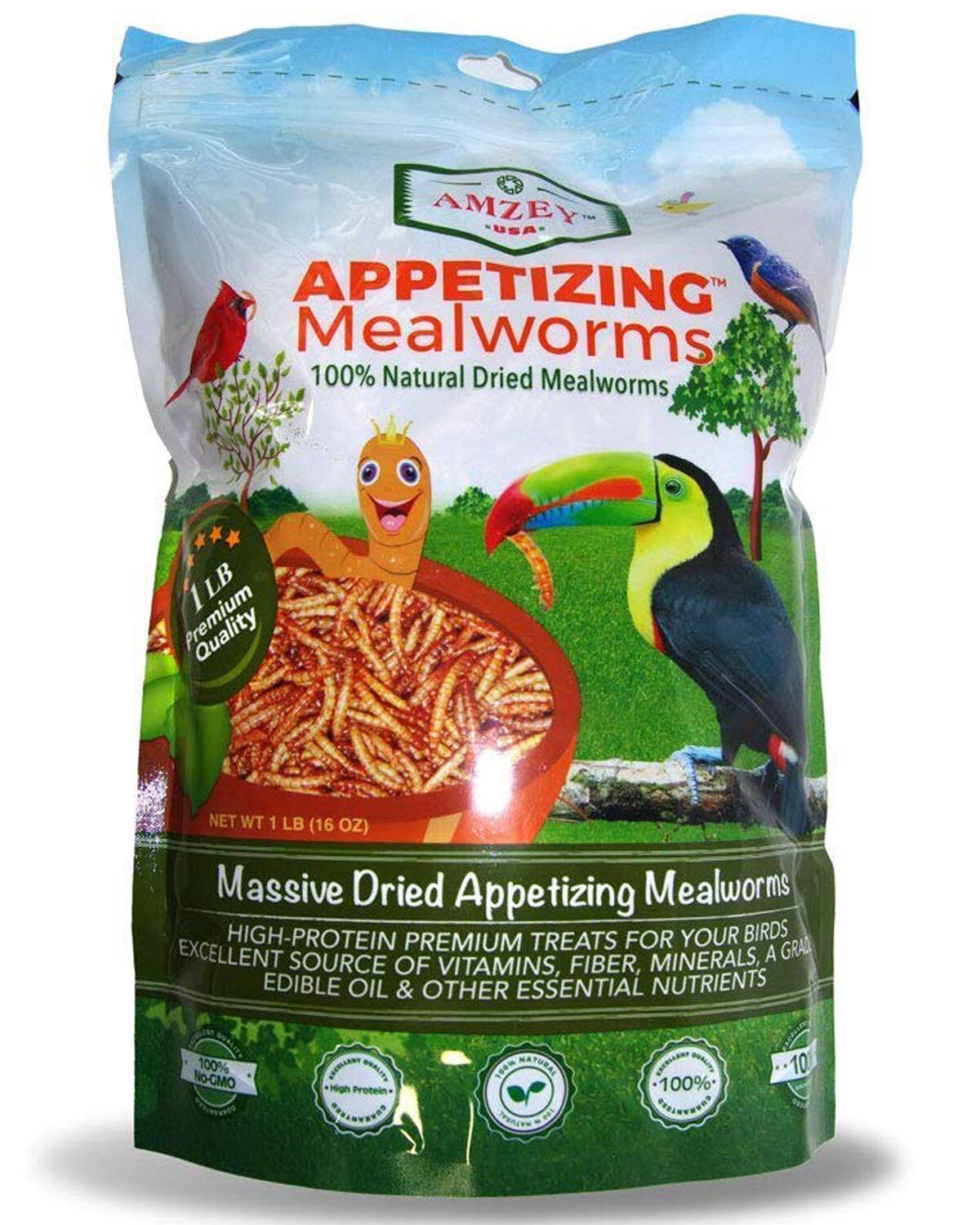 Freeze Dried Mealworms Non-GMO Organic Bul for Wild Blue Bird Food Chickens Hen