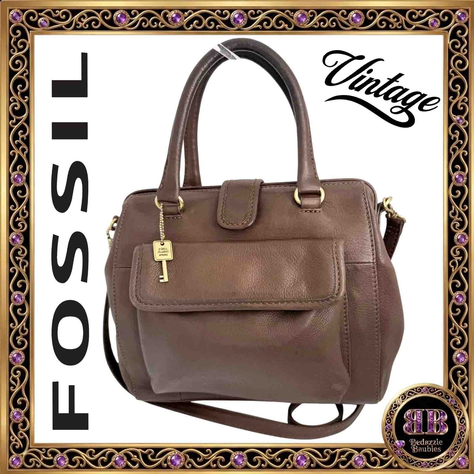 Fossil Vintage Brown Leather Framed Top Bag Detachable Shoulder Strap Fosdil Key