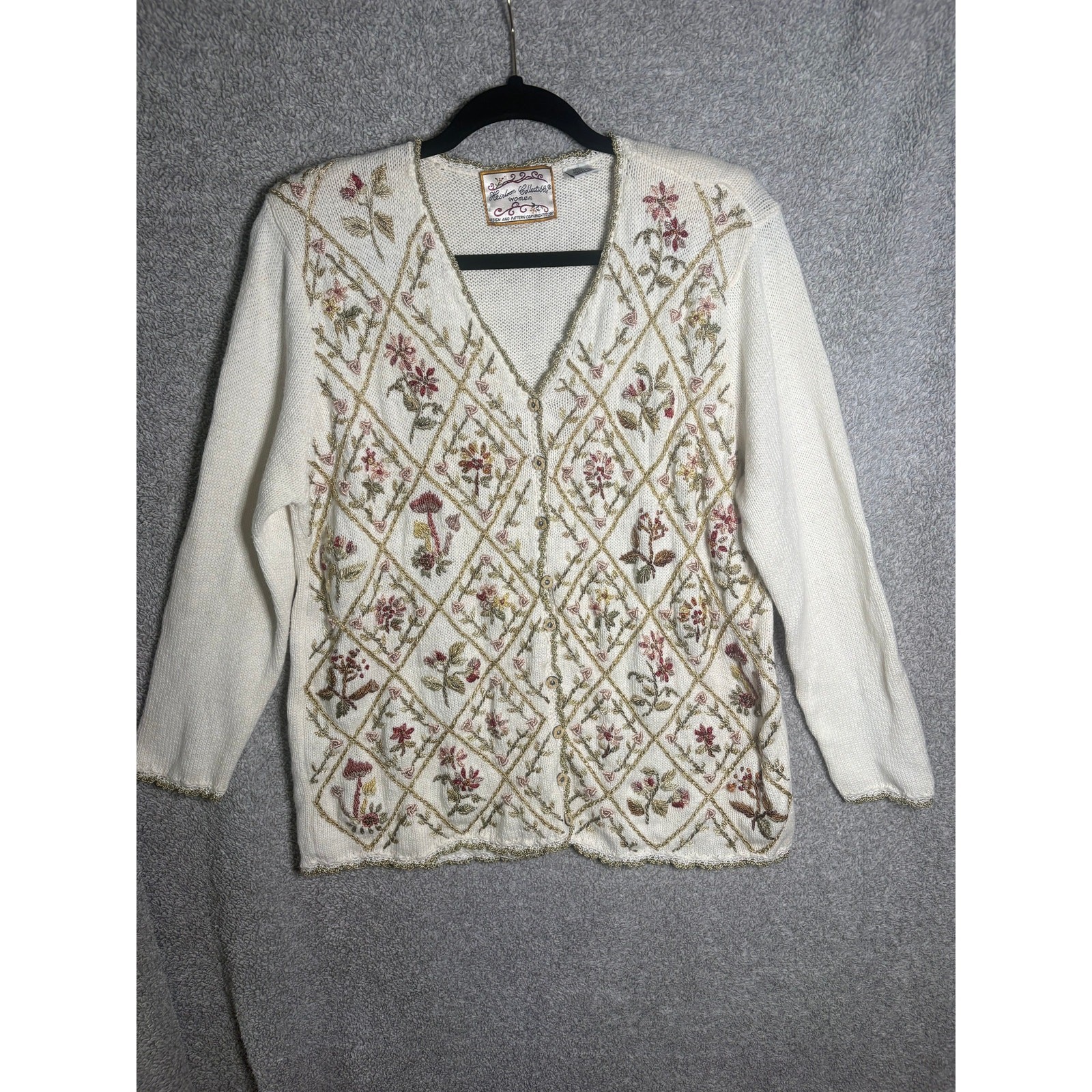 Vintage 1997 Floral Embroidered Cardigan Ramie Fairycore M