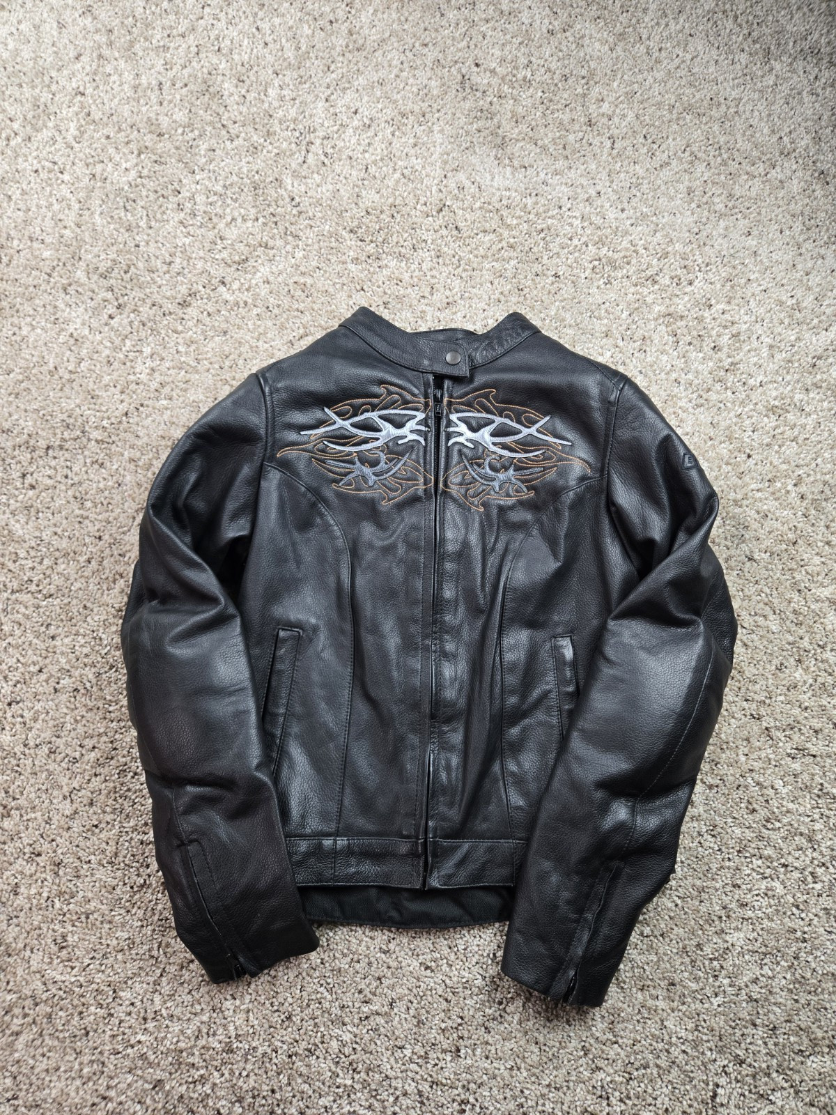 Bilt Motorcycle Jacket Womens Small Black Leather Padded Street Riding