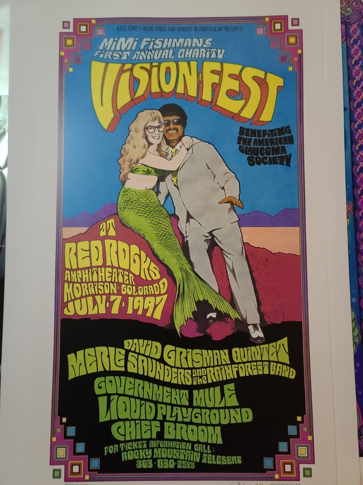 Government Mule David Grisman Concert Poster VISION FEST Phish Red Rocks 1997 Government Mule David Grisman Concert Poster VISION FEST Phish Red Rocks 1997