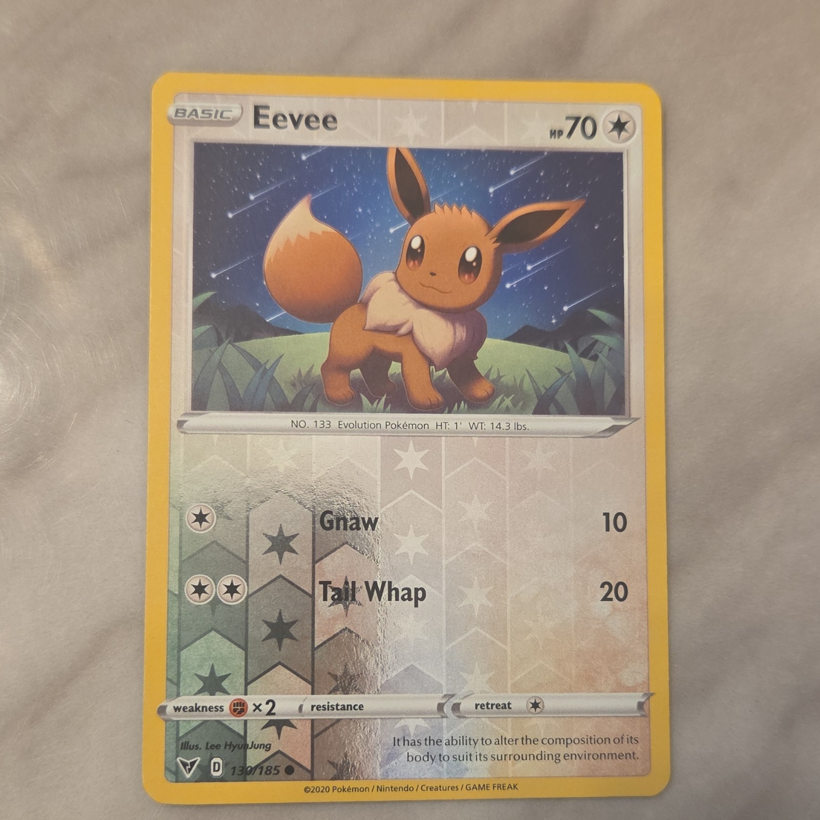 Pokemon TCG Eevee 130/185 Swsh04 Vivid Voltage Common Reverse Eng 70 2020