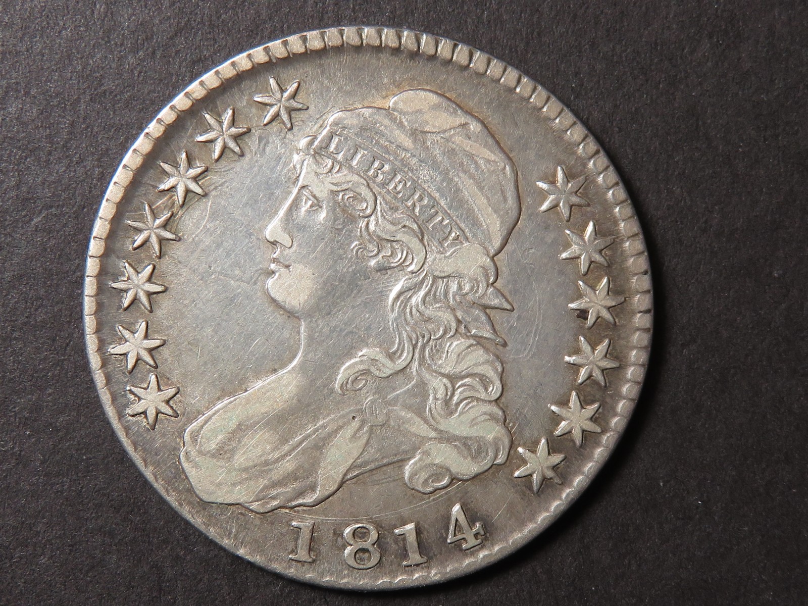 1814 Capped Bust Half, VF/XF, Obverse Die Clash Marks