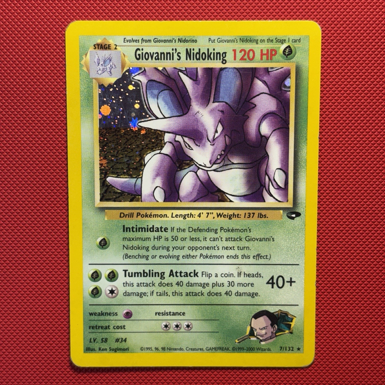 Pokemon Vintage Holo Giovanni\'s Nidoking 7/132 Gym Challenge Wotc 2000 Pokemon Vintage Holo Giovanni\'s Nidoking 7/132 Gym Challenge Wotc 2000